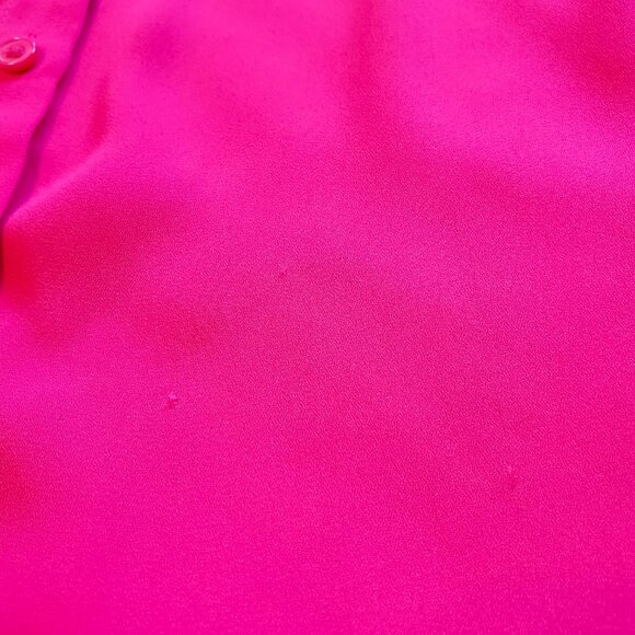 Apt 9 Hot Pink Button Up Blouse Long Roll Tab Sleeves Womens Sz XL Career Office - Picture 9 of 9